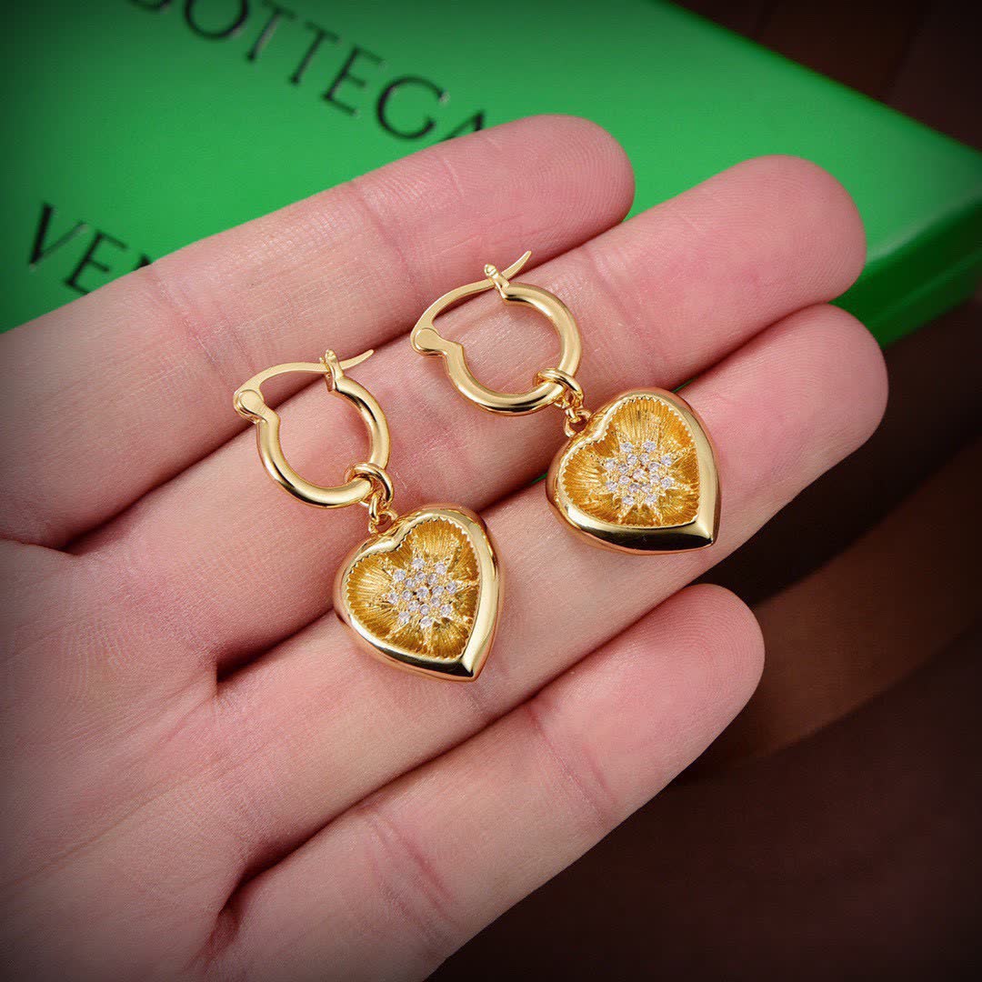 Bottega Veneta Gold Heart Earrings